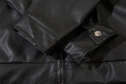 Vervin Lapel Leather Coat